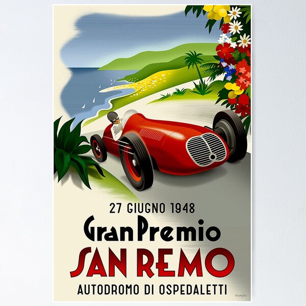 Item preview, SAN REMO; Vintage Grand Prix Auto Racing Print designed and sold by posterbobs.