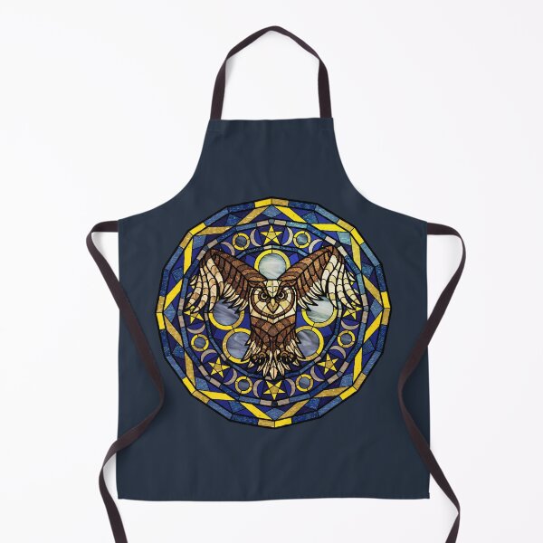 Item preview, Brown Owl Blue Polygon Stained Glass designed and sold by Wyvernwrought.