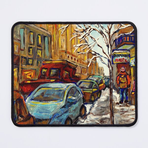 Item preview, MONTREAL WINTER SCENE SNOWPLOW NEAR FAIRMOUNT BAGEL  designed and sold by Carole  Spandau.