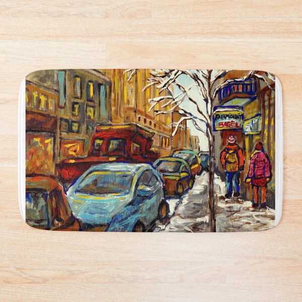 Item preview, MONTREAL WINTER SCENE SNOWPLOW NEAR FAIRMOUNT BAGEL  designed and sold by Carole  Spandau.