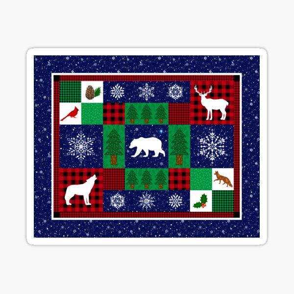 Christmas Wilderness Winter Quilt Sticker