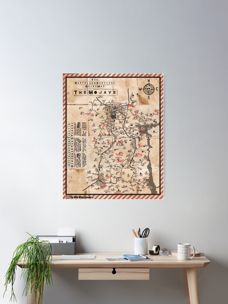 Thumbnail 1 of 3, Poster, The Mojave - Guide Map designed and sold by WildWastelands.
