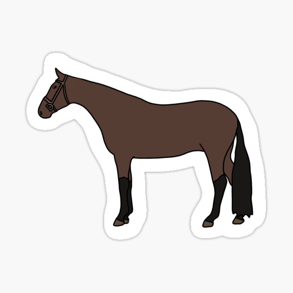 Aperçu de l'œuvre Bay Hunter Cheval Sticker créée et vendue par Red Roan Design Co.