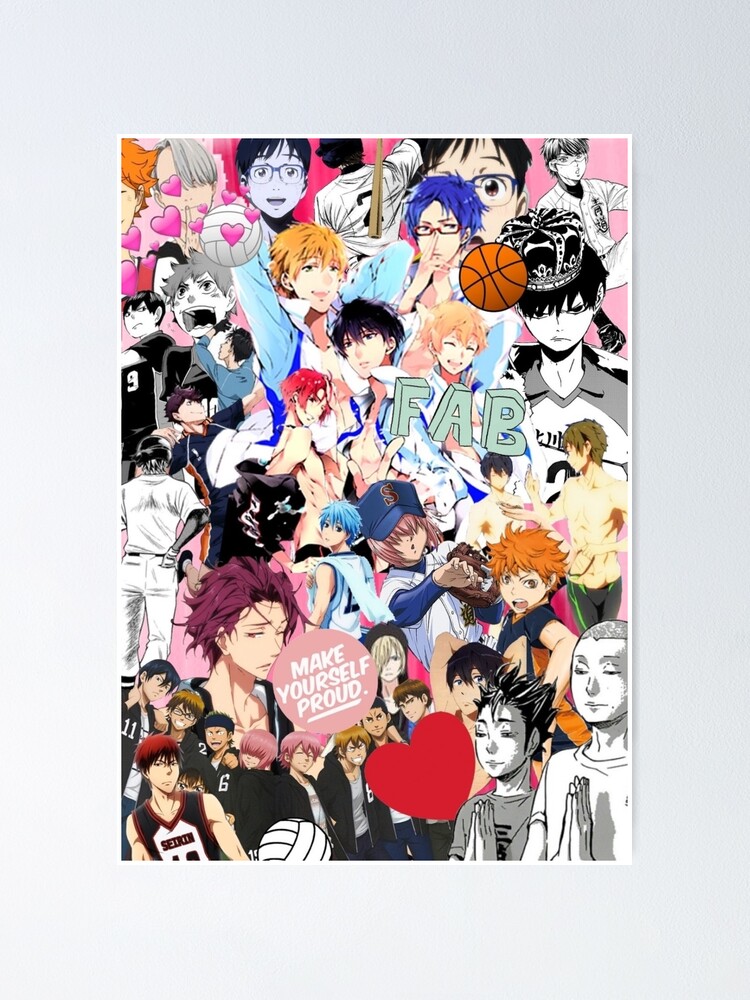 Sports Anime Collage Poster By Animu Redbubble