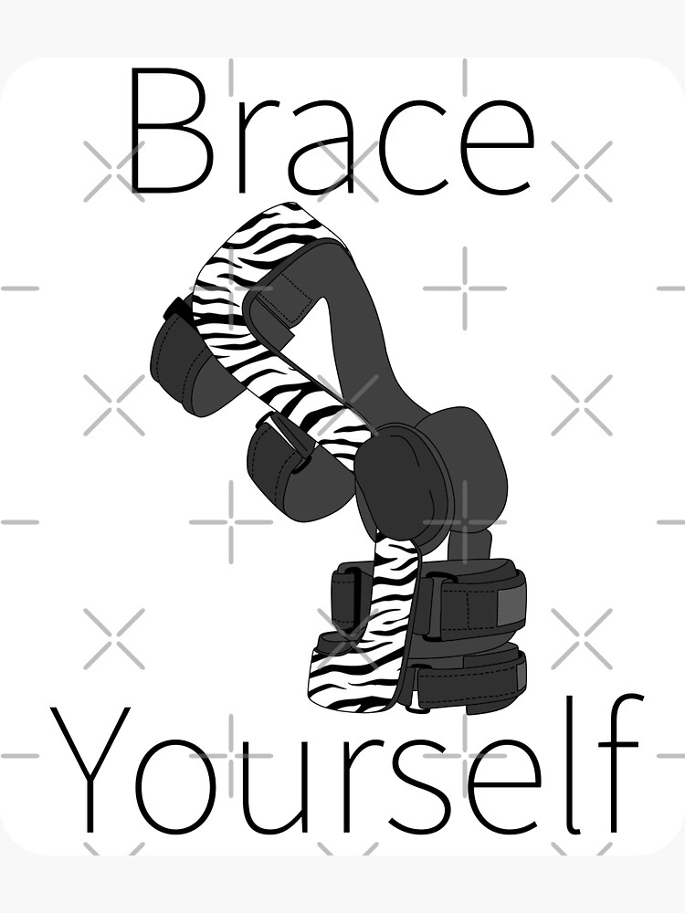 "Brace Yourself (Zebra Knee Brace)" Sticker for Sale by nklange240