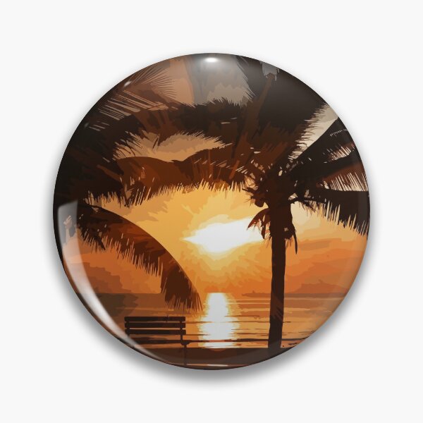 Item preview, Drawing in front of the sea with sunset and some palms designed and sold by rubenarocho.
