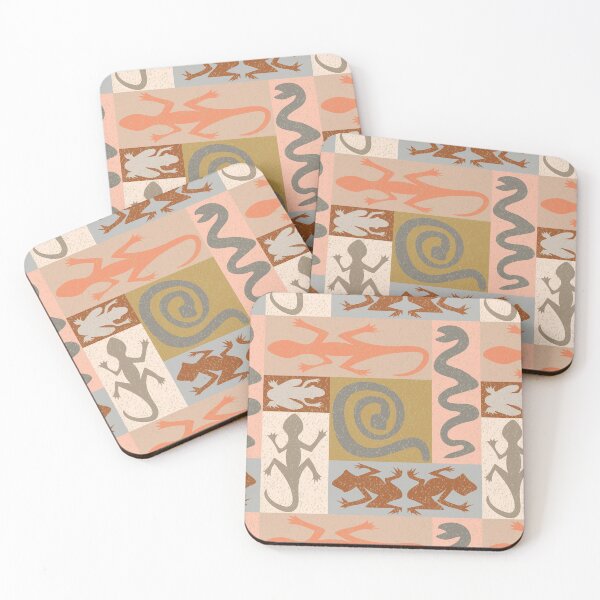 Item preview, Quirky amphibian petroglyph, lizards, frogs, snakes, southwest desert glow designed and sold by cleolovescolor.