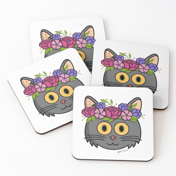 Item preview, Gray cat with flower crown! designed and sold by LoviuComics.