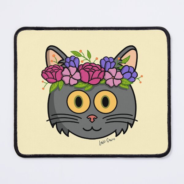 Item preview, Gray cat with flower crown! designed and sold by LoviuComics.