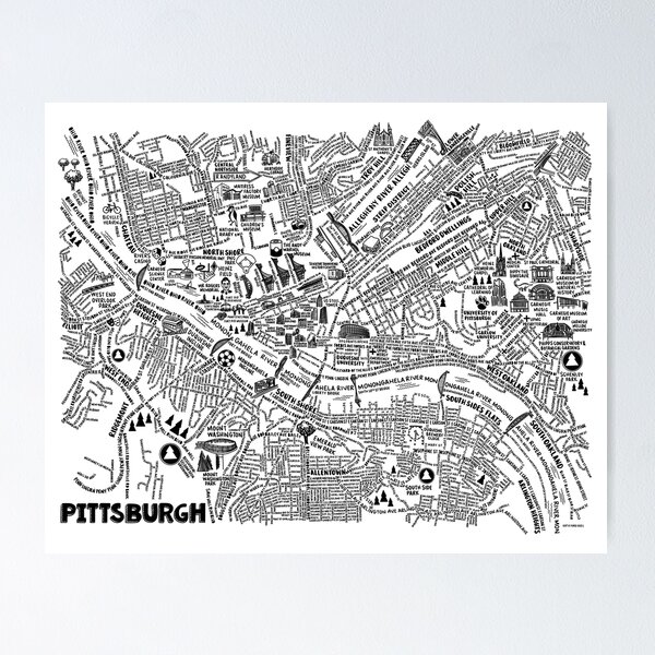 Item preview, Pittsburgh Street Map  designed and sold by fiberandgloss.