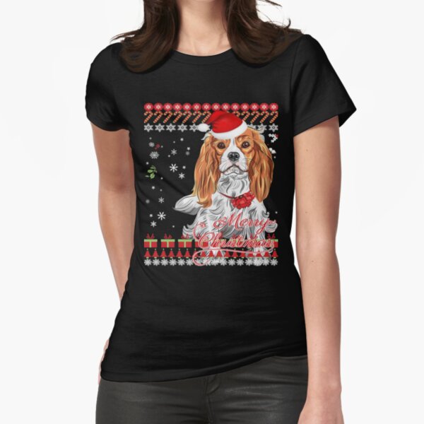 Cavalier King Charles Spaniel Ugly Christmas Sweater Shirt Fitted T-Shirt