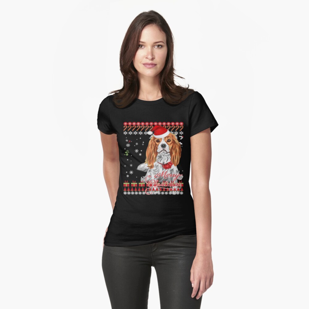 Cavalier King Charles Spaniel Ugly Christmas Sweater Shirt Fitted T-Shirt