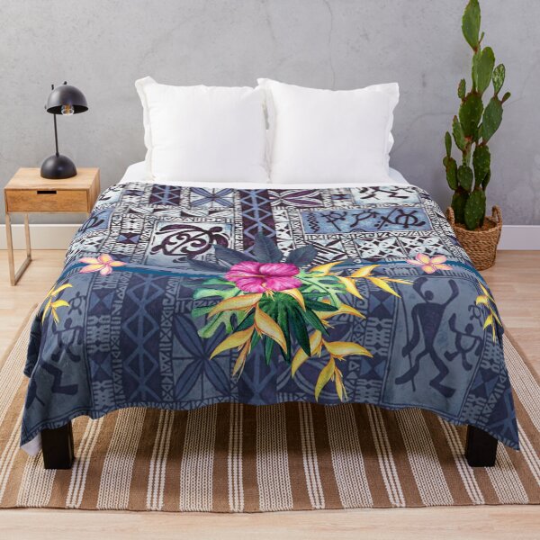 Item preview, Blue Hawaiian Tapa and Heliconia designed and sold by J Marielle Designs.