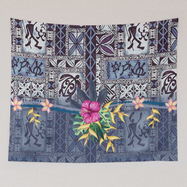 Item preview, Blue Hawaiian Tapa and Heliconia designed and sold by J Marielle Designs.
