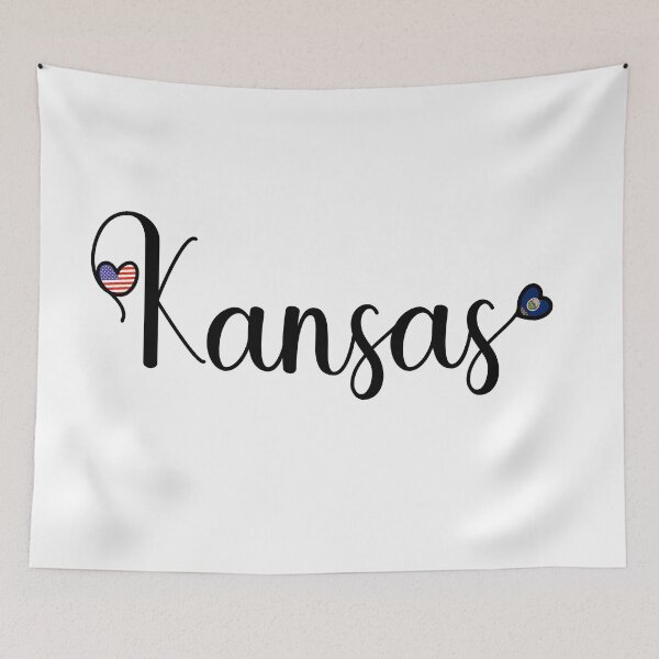 Item preview, I Love Kansas - Kansas Script With Heart Shaped Flags designed and sold by molamode.