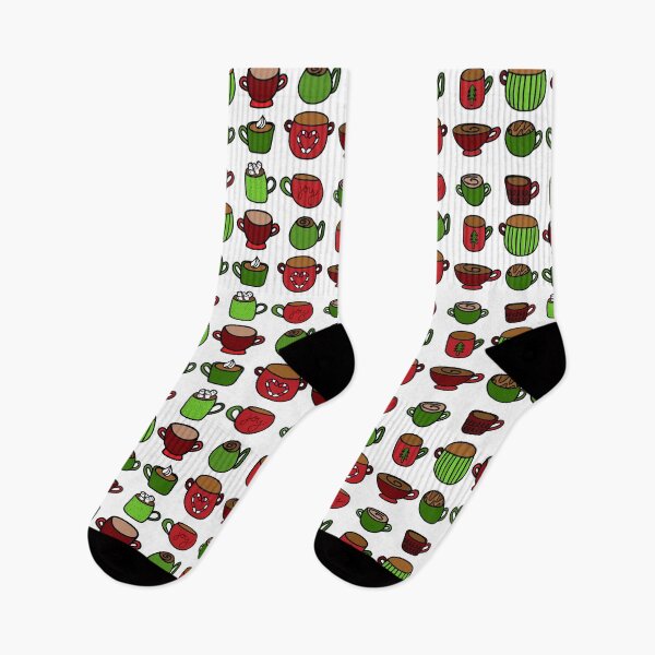 Item preview, Cozy Red and Green Christmas Doodle Mugs, made by EndlessEmporium designed and sold by EndlessEmporium.