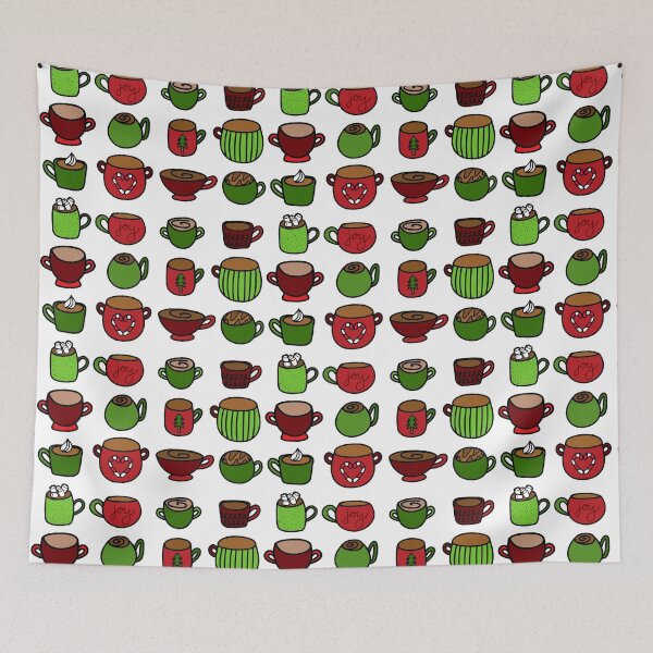 Item preview, Cozy Red and Green Christmas Doodle Mugs, made by EndlessEmporium designed and sold by EndlessEmporium.