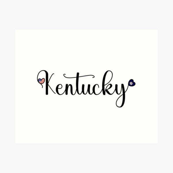 Item preview, I Love Kentucky - Kentucky Script With Heart Shaped Flags designed and sold by molamode.