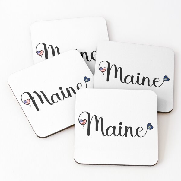 Item preview, I Love Maine - Maine Script With Heart Shaped Flags designed and sold by molamode.