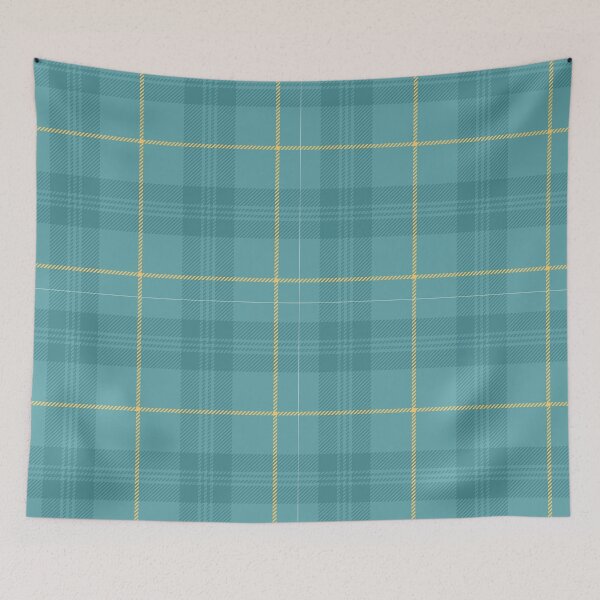 Item preview, Teal, Pastel Turquoise, Yellow Tartan Pattern. Wales. Great Britain designed and sold by fowons.