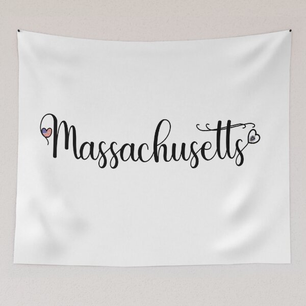 Item preview, I Love Massachusetts - Massachusetts Script With Heart Shaped Flags designed and sold by molamode.