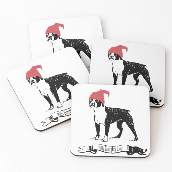 Item preview, Feliz Naughty Dog Boston Terrier Christmas Design designed and sold by Furbabynanigans.