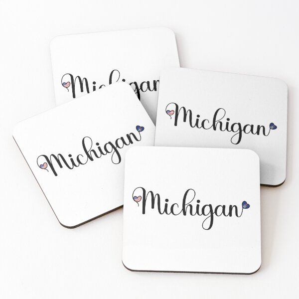 Item preview, I Love Michigan - Michigan Script With Heart Shaped Flags designed and sold by molamode.