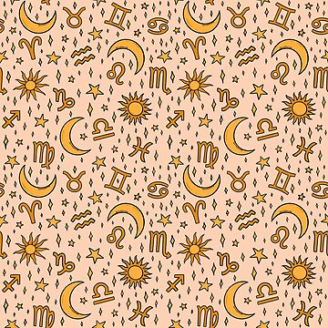 Artwork thumbnail, Zodiac Sun and Star Print in Cream by doodlebymeg
