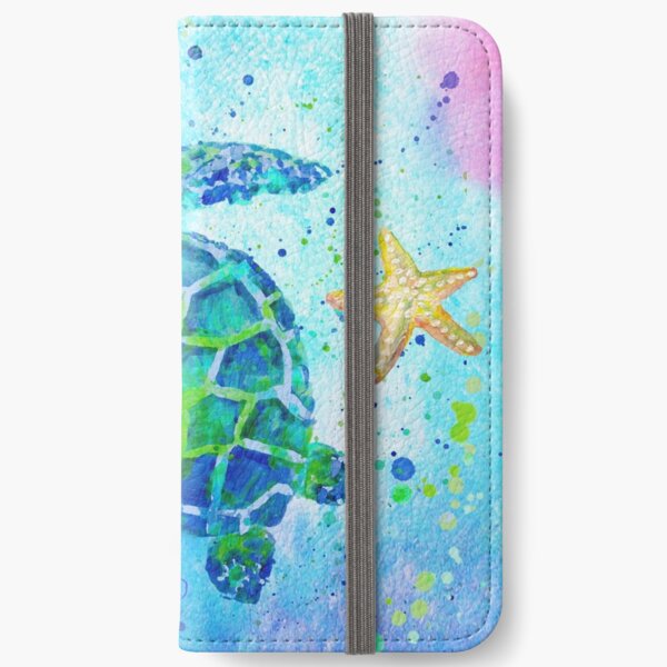 Sea Turtle with Starfish iPhone Wallet