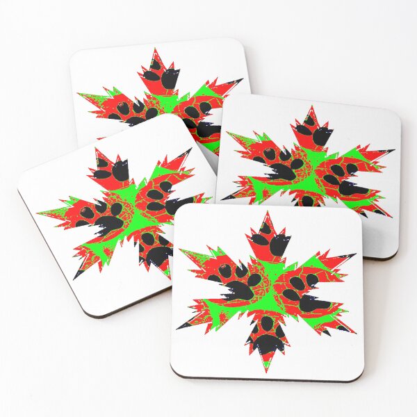 Item preview,  Xmas stare Red Green and Black Paw snowflakes  by Iritof  designed and sold by iritof.