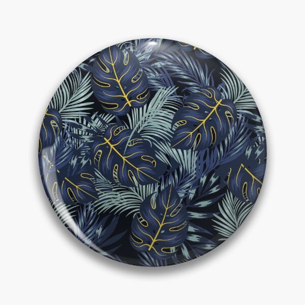 Item preview, blue floral Fashionable seamless tropical pattern with bright plants and leaves on a black background designed and sold by Ckh1985.