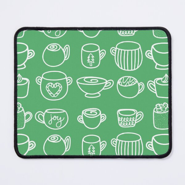 Item preview, Cozy White Christmas Doodle Mugs on Green Backdrop, made by EndlessEmporium designed and sold by EndlessEmporium.