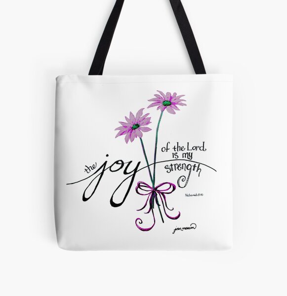 The Joy of the Lord is my Strength (pink) All Over Print Tote Bag