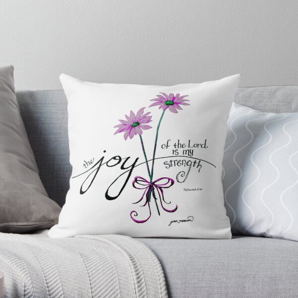 The Joy of the Lord is my Strength (pink) Throw Pillow