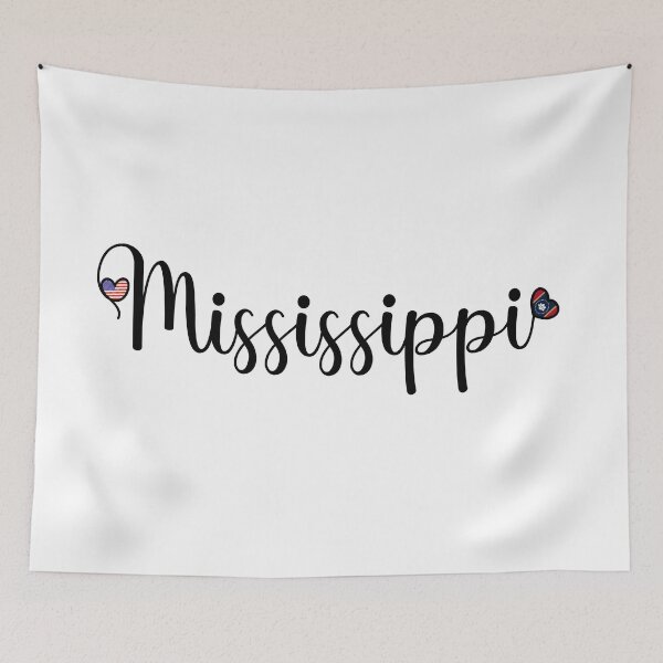 Artikelvorschau, Ich liebe Mississippi - Mississippi-Schriftzug mit herzförmigen Flaggen entworfen und verkauft von molamode.