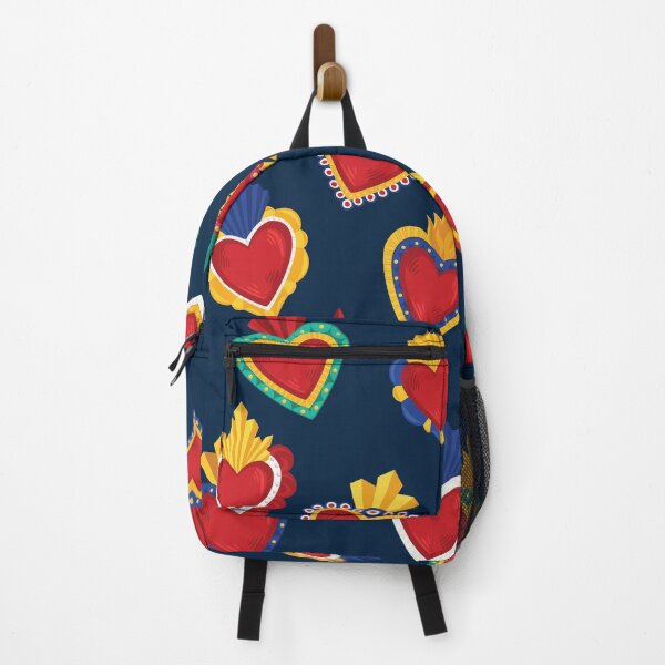 Item preview, Mexican Sacred Hearts Pattern / Blue Background by Akbaly designed and sold by Akbaly.