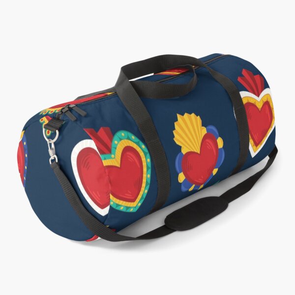 Item preview, Mexican Sacred Hearts Pattern / Blue Background by Akbaly designed and sold by Akbaly.