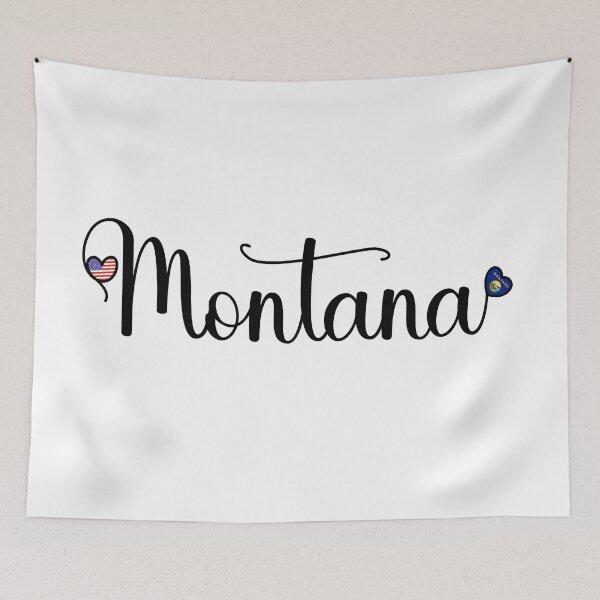 Item preview, I Love Montana - Montana Script With Heart Shaped Flags designed and sold by molamode.