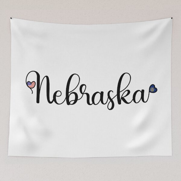 Item preview, I Love Nebraska - Nebraska Script With Heart Shaped Flags designed and sold by molamode.