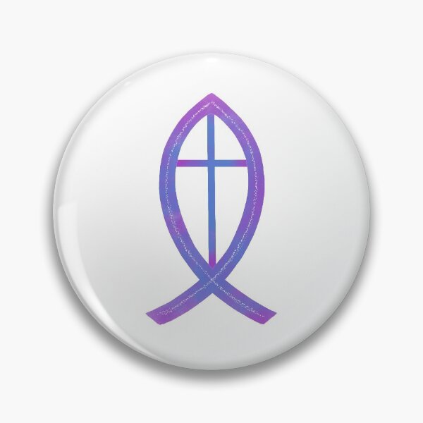 Item preview, Ichthus | Christian Fish with Cross | Purple-Blue designed and sold by KJVCalligraphy.