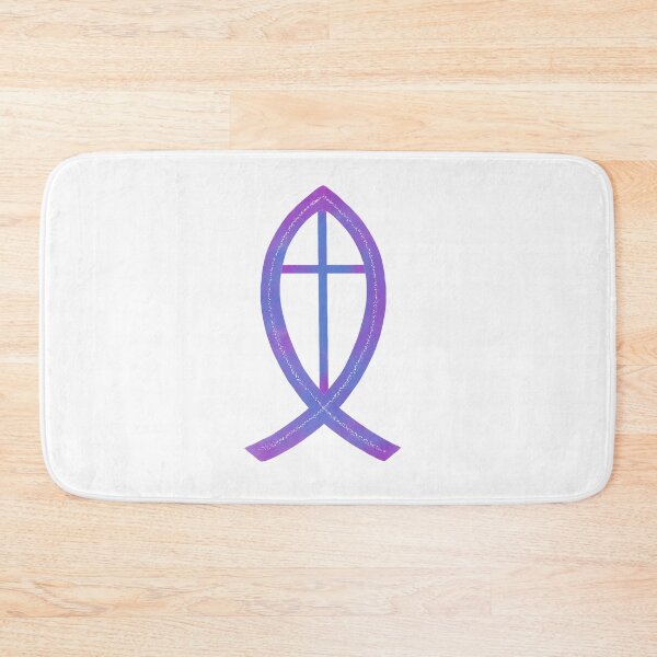 Item preview, Ichthus | Christian Fish with Cross | Purple-Blue designed and sold by KJVCalligraphy.