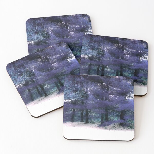 Item preview, Enchanted Winter Evergreen Pine Fir Snow Scene Purple Blue designed and sold by JariHawk.
