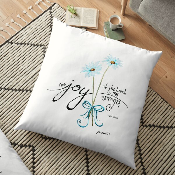 The Joy of the Lord is my Strength outline by Jan Marvin Floor Pillow