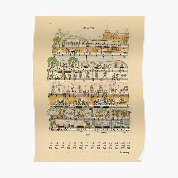February Happy Notes Calendar 2022 Poster