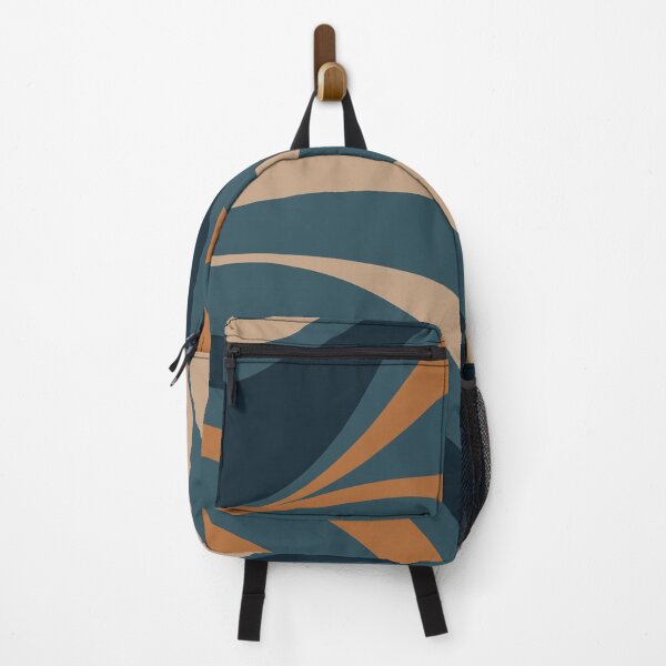 Item preview, New Groove Abstract Retro Swirl Pattern Blue Ochre Taupe designed and sold by kierkegaard.