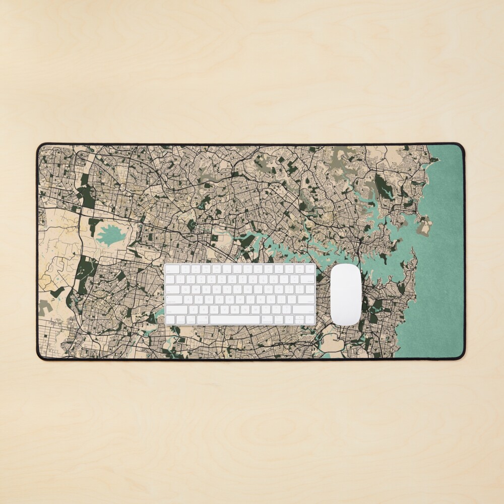 "Sydney City Map of Australia Vintage" Mouse Pad for Sale by deMAP