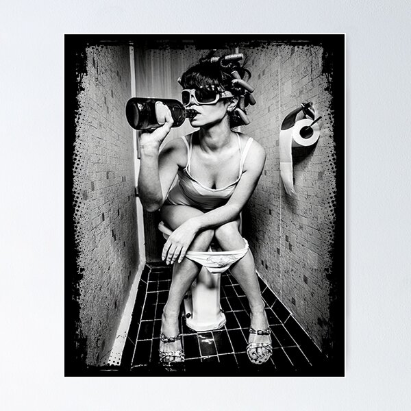 Item preview, Girl Drink Wine Vintage Classic Art Toilet Party Poster Art Prints For Home Wall Decor designed and sold by GRJHOJK.