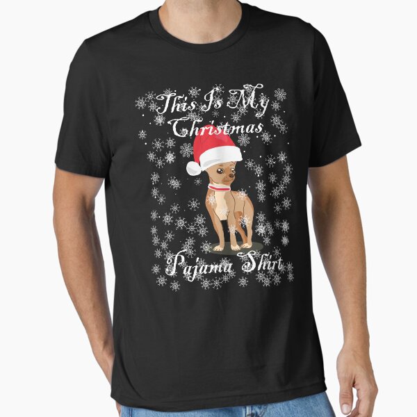 Aperçu de l'œuvre Ma chemise de pyjama de Noël Bonnet de Noel Chihuahua créée et vendue par artfulnotebook.