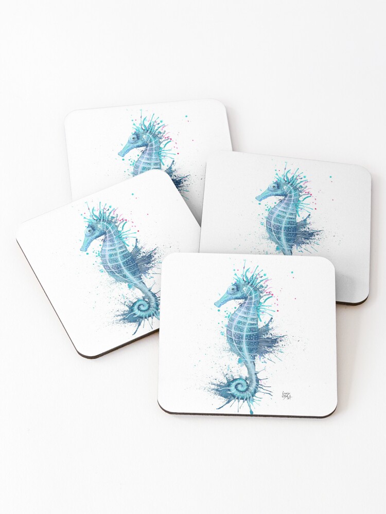 Thumbnail 1 of 5, Coasters (Set of 4), Seahorse designed and sold by lucyluart.