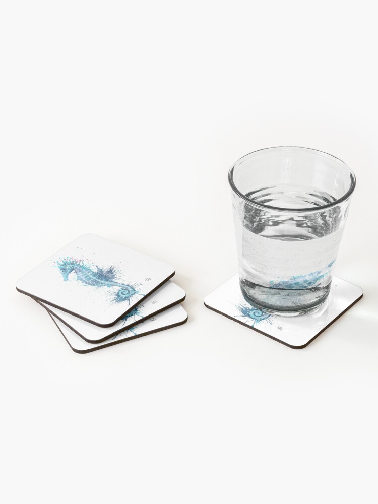 Thumbnail 2 of 5, Coasters (Set of 4), Seahorse designed and sold by lucyluart.